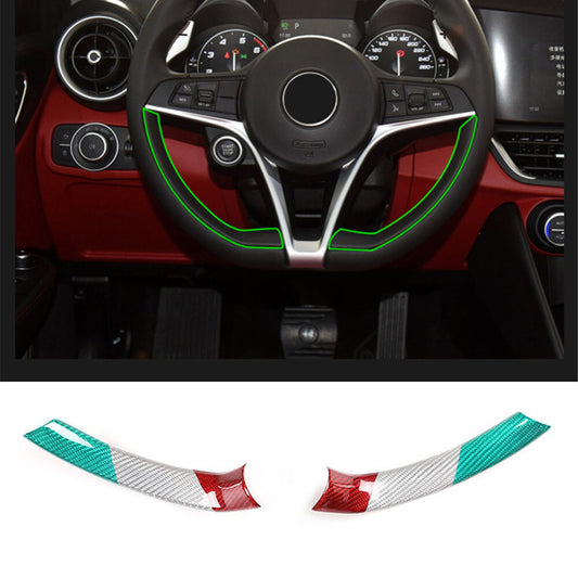 3Colors Carbon Fiber Steering Wheel Cover Trim Kit for Alfa Romeo Giulia 2017-19