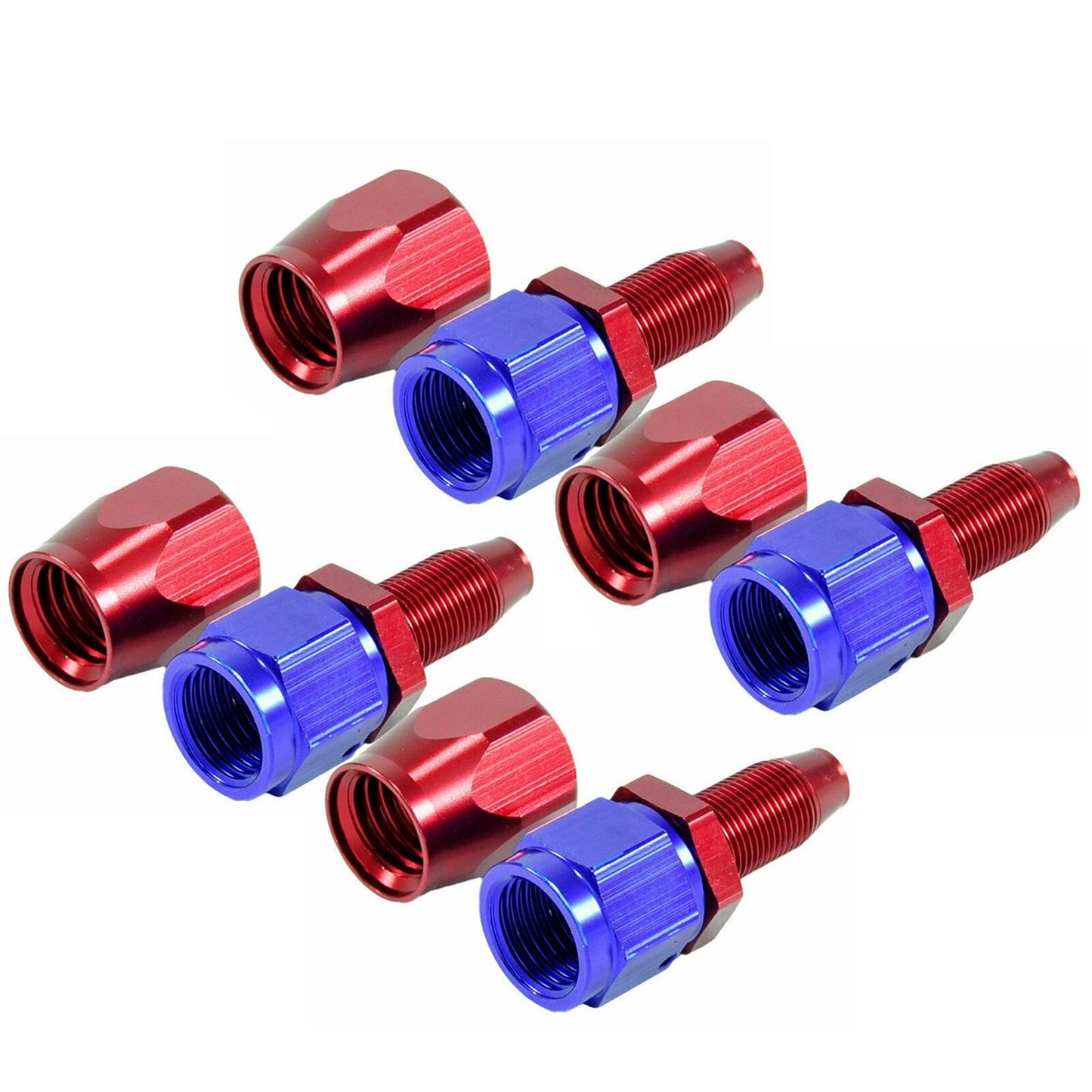 6AN 8AN10AN Straight Rotary Hose End Fittings for CPE Fuel Lines - Aluminum Red and Blue