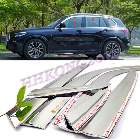 for BMW X5 2019-2023 Chrome Window Wind Visors Sun Rain Guard Vent Deflectors