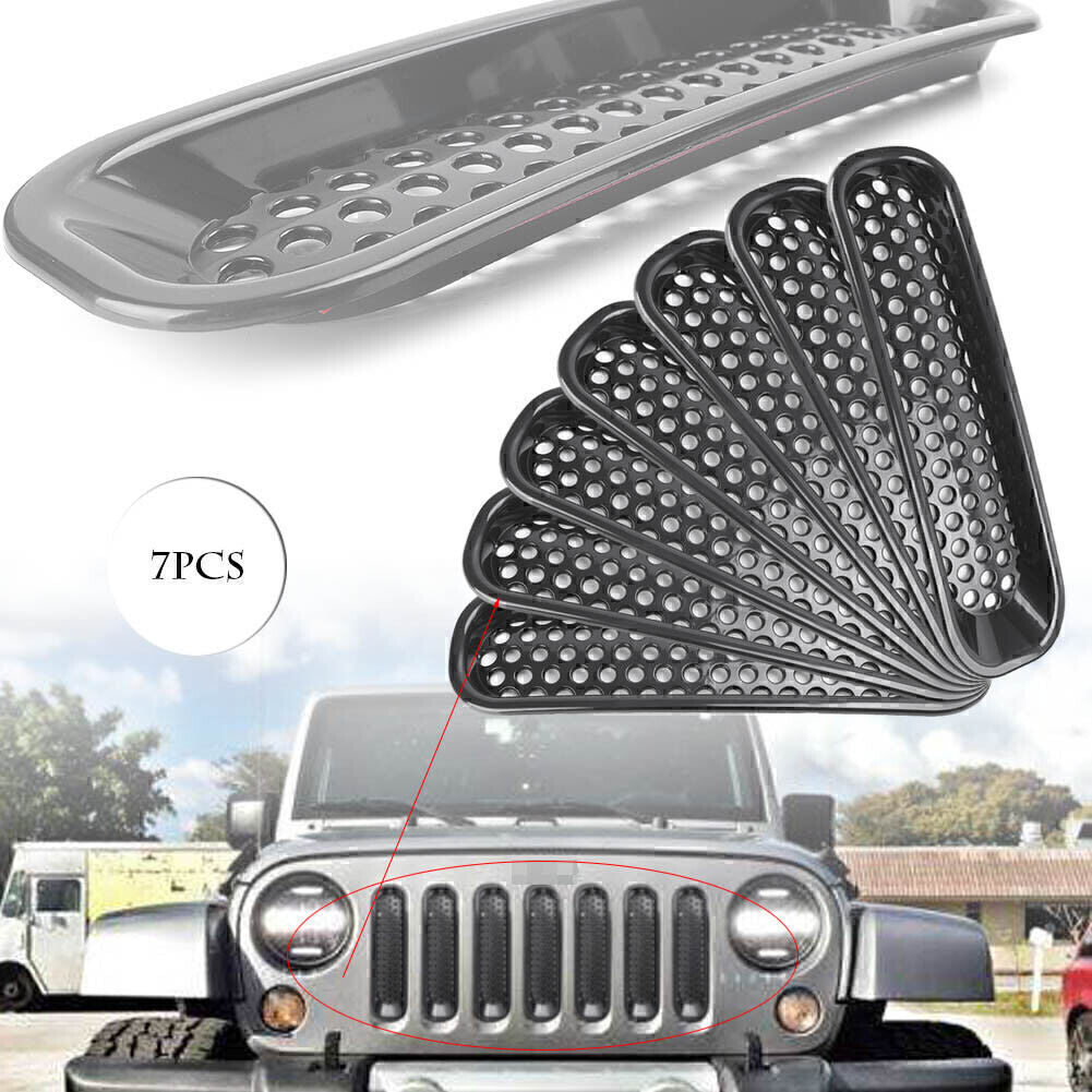 7pcs Front Insert Mesh Grille Cover Trim For 2007-2018 for Jeep for Wrangler JK US STOCK