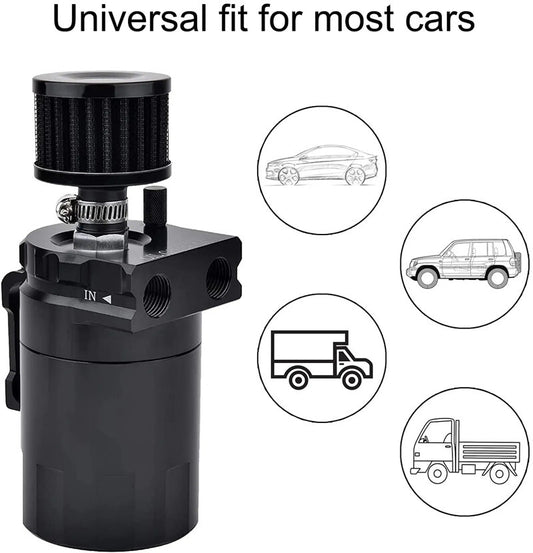 Car Aluminum Baffled Oil Catch Can Tank / Breather Filter Engine Oil Separator