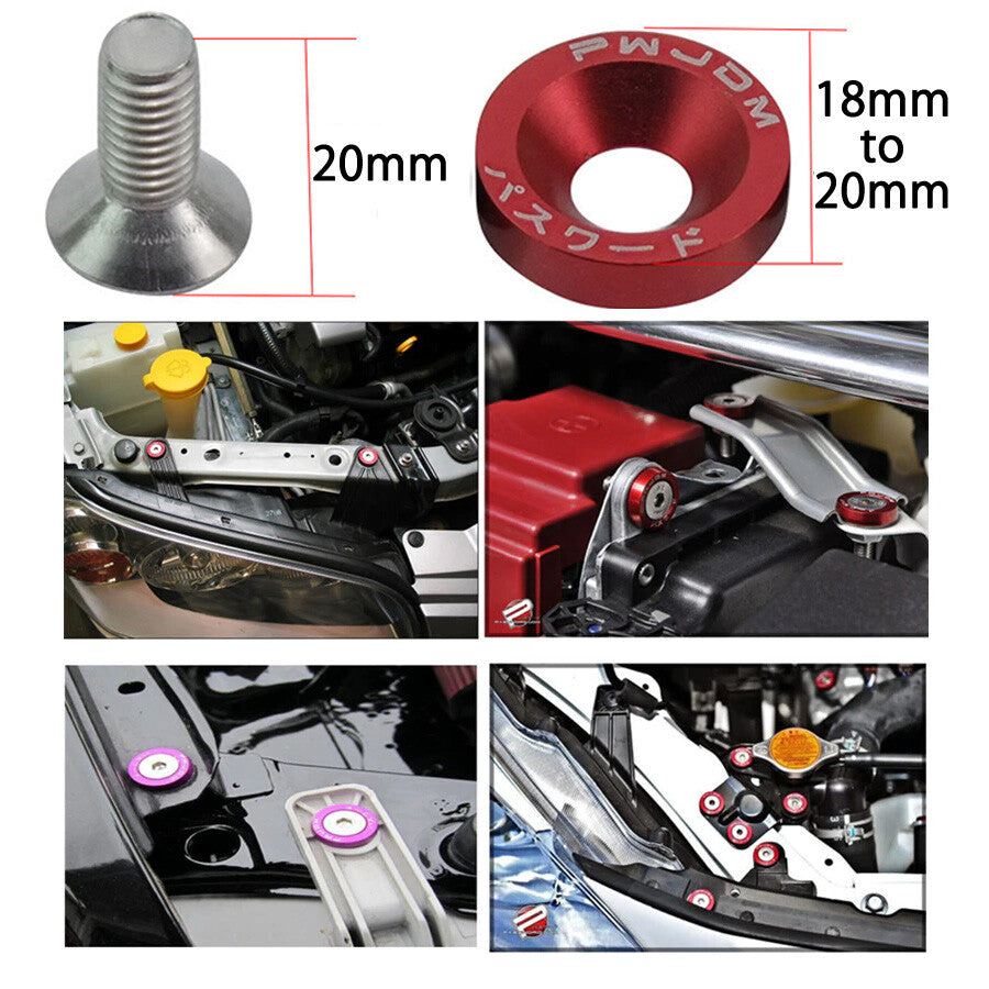 10-Piece Car Modification Code JDM Mudguard Washer Washer Gasket Engine Decoration Bolt Kit