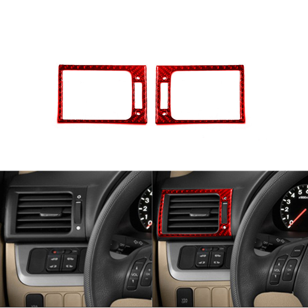 2X Red Carbon Fiber Side AC Air Vent Outlet Cover Trim for Honda Odyssey 2005-10