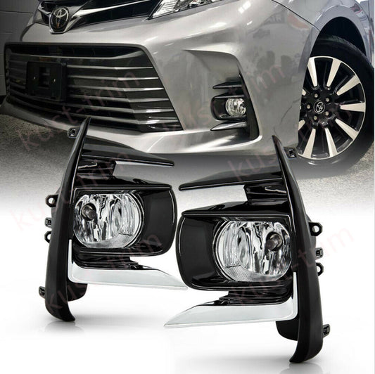 Fog Light Kit For 2018-2020 for Toyota for Sienna Switch Bulbs Bezel Wire Harness Black