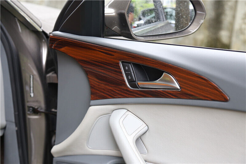 Car Inner Door Panel Cover Decor Trim 4PCS Fit for Audi A6L 2012-2018 Red Wood