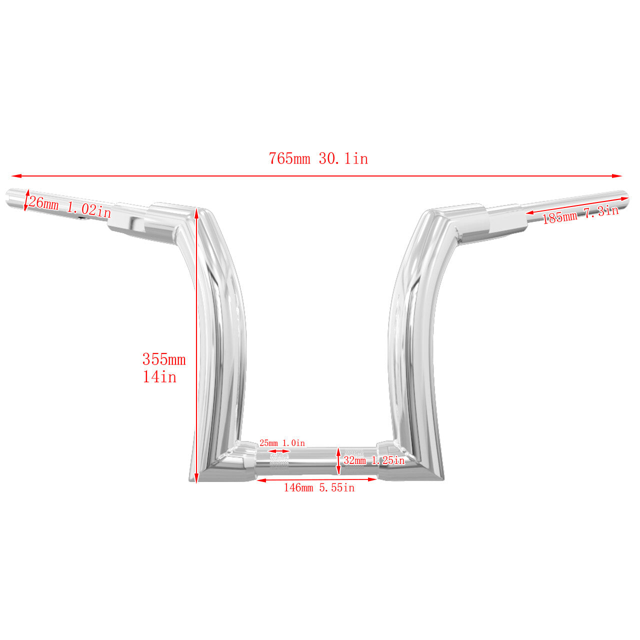 Chrome 14 Ape Hanger Handlebar 1.25Riser for Harley Road King Road Glide 14-23
