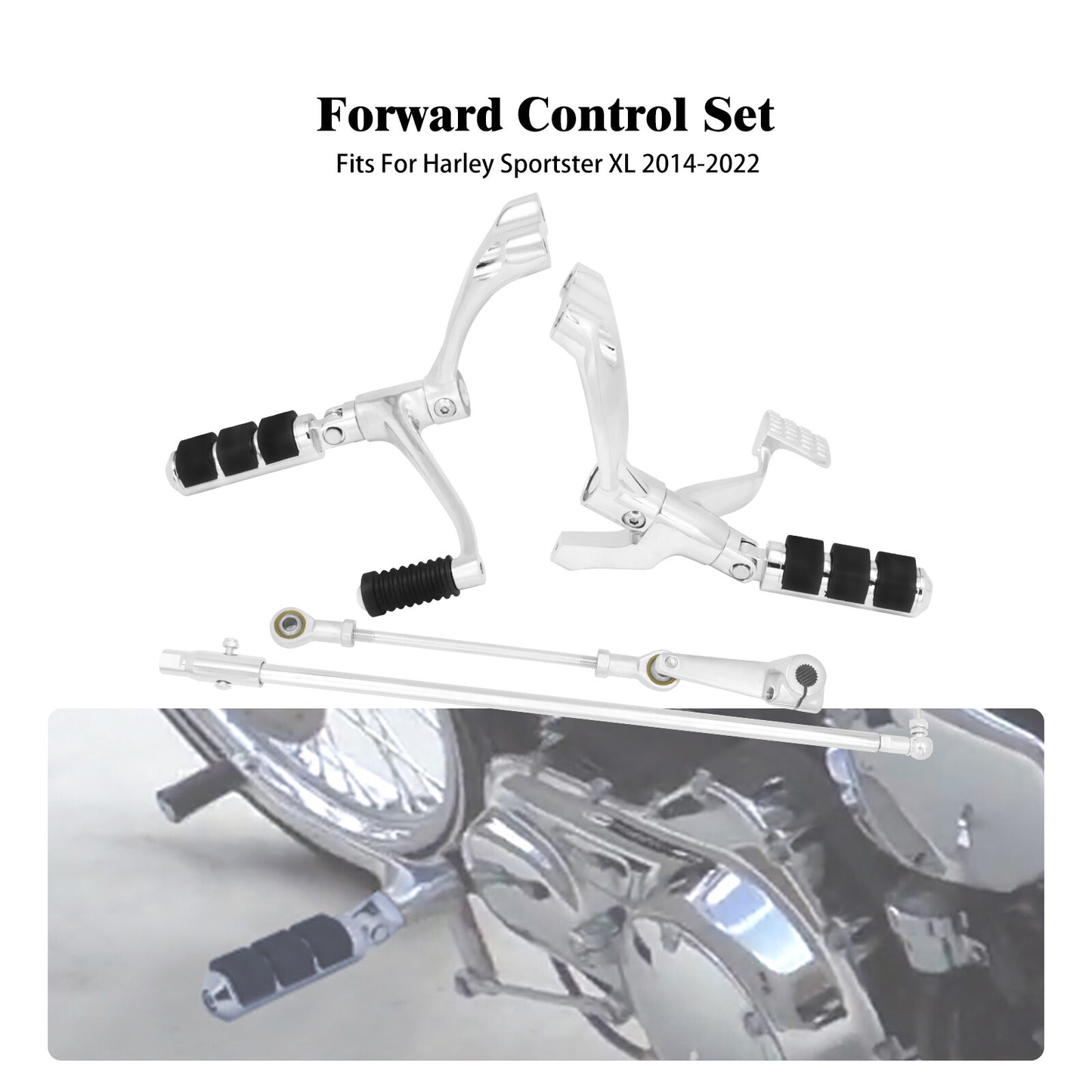 Chrome Forward Controls Kit Peg Levers for Harley Sportster 883 1200 48 72 14-22