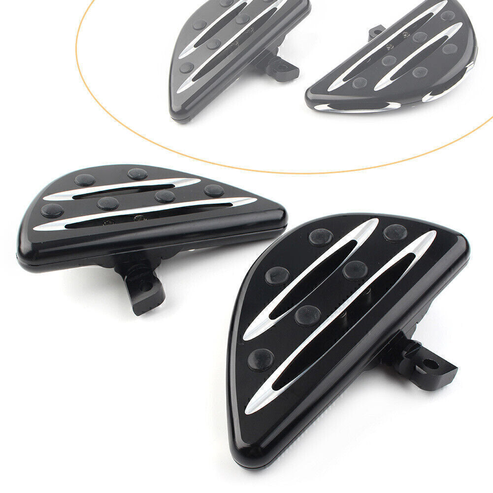 for Harley Electra Glide Dyna Black Rear Passenger Floorboards Boards Foot Pegs