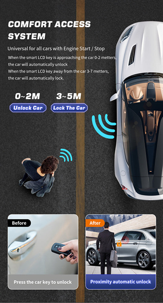 Keyless Entry Touch Screen Display Car Remote for Smart Key Digital LCD Waterproof