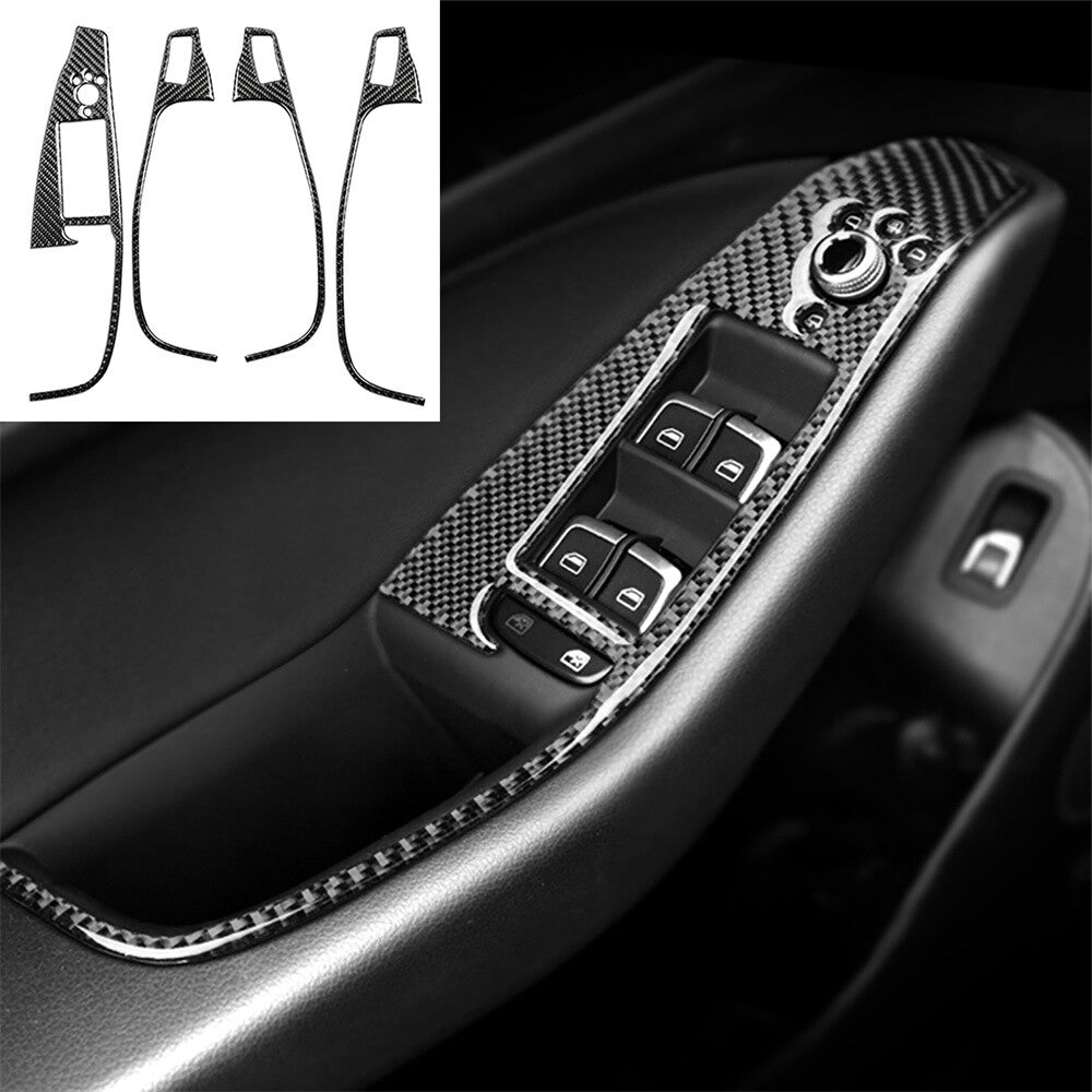 Fit for Audi Q5 2010-2018 Carbon Fiber Window Lift Switch Button Panel Trim 4PCS