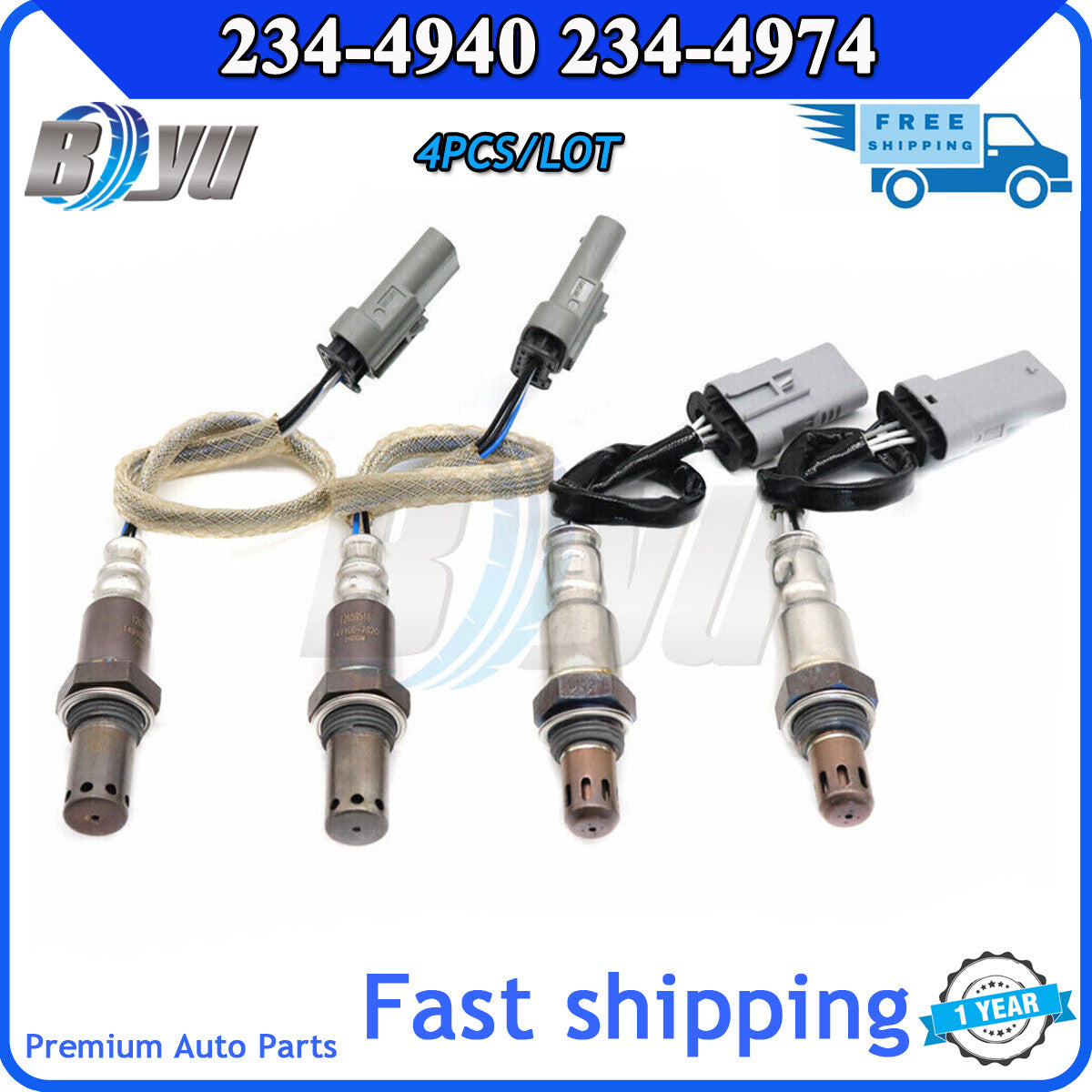 Oxygen Sensor 4X Up+Downstream for Chevy Silverado 1500 2014-2017 4.3L 5.3L 6.2L