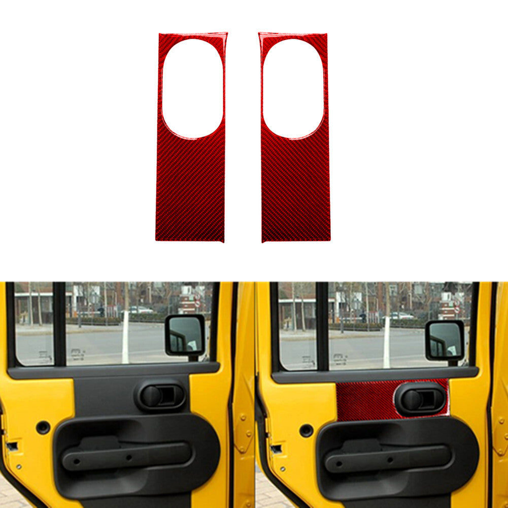 2pcs Red Carbon Fiber Rear Trim Frame Door Handle for Jeep for Wrangler 2007-2010