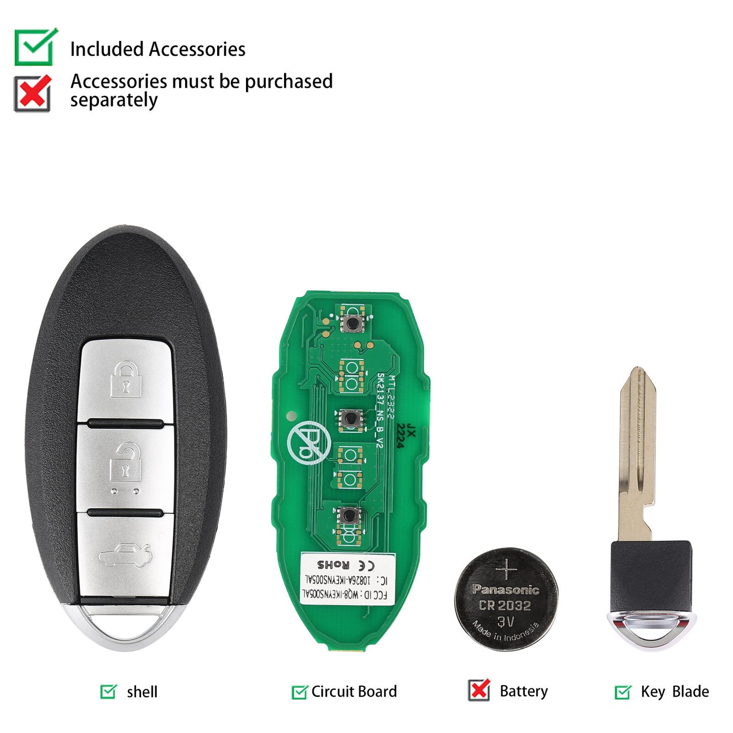 IKEYNS003AL Fit for Nissan 3 Buttons Universal for Smart Key For MaxiIM KM100E