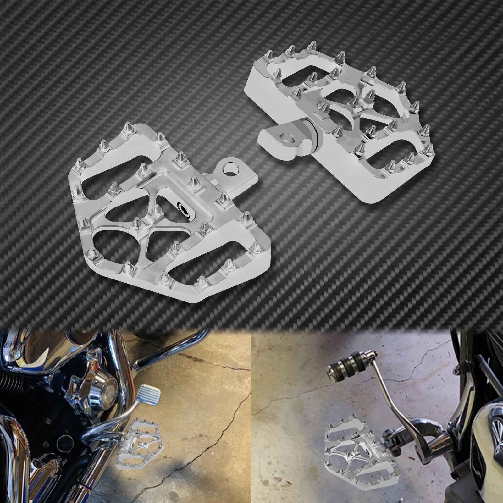 Chrome Wide MX Style Foot Pegs Male Mount Pedals Fit for Harley Touring Softail
