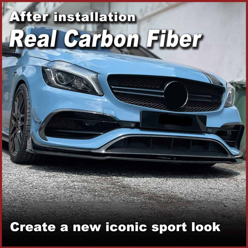 for Mercedes W176 A45 AMG 2016-18 REAL Carbon Front Bumper Splitter Spoiler Fins