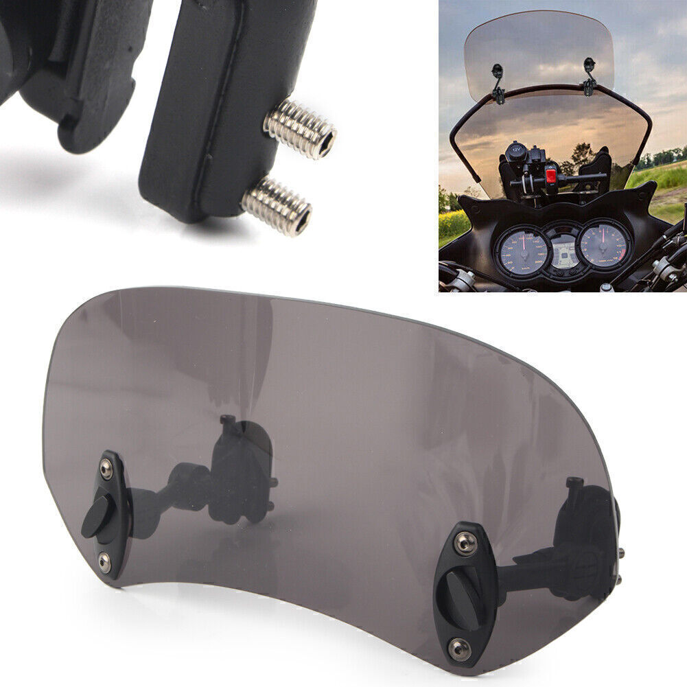 Adjustable Windshield Clip On Extension Spoiler Wind Deflector Universal Smoke
