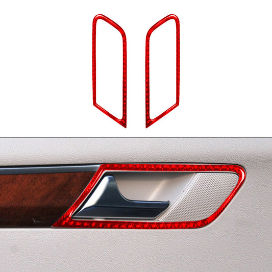 2X Red Rear Door Handle Trim Cover Carbon Fiber for Mercedes R-Class 2009-2012