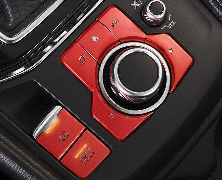 7X Red Alloy Center Console Multimedia Cover Sticker Trim for Mazda CX-5 2017-24