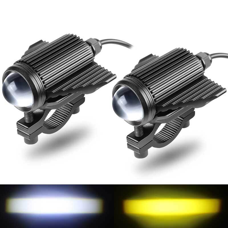 2X LED Headlight YellowWhite Spot Light Driving Fog Lamp Offroad Motorcycle ATV