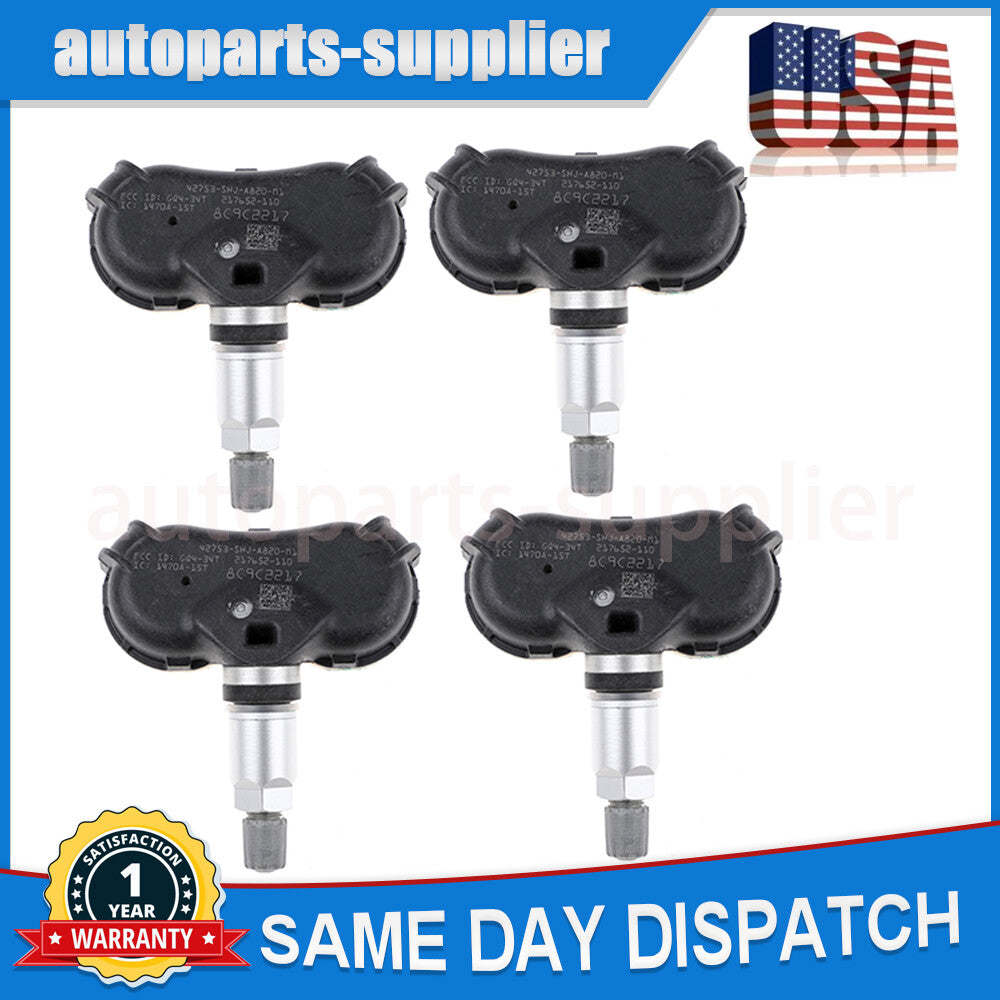4-pack Tire Pressure Sensors TPMS 42753-SHJ-A820-M1 for Honda Odyssey Ridgeline
