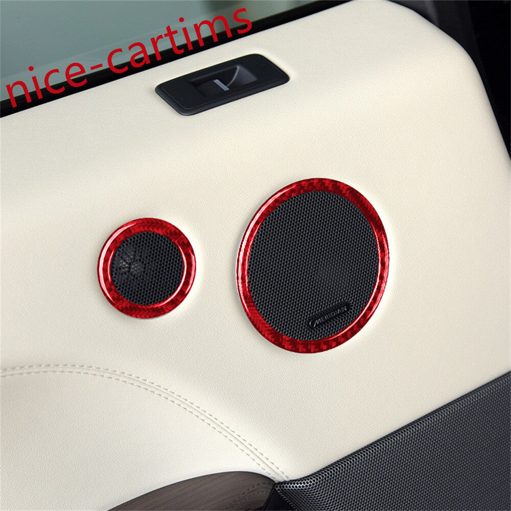 8¡ÁRed Carbon Fiber Inner Door Speaker Ring Trim For LR for Range Rover Sport 2014-17