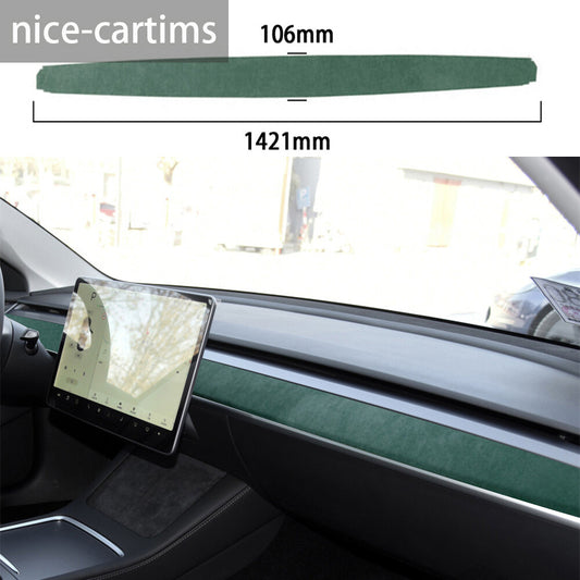 Soft Suede Green Central Control Dashboard Panel Trim for Tesla Model 3 /Y 2020+