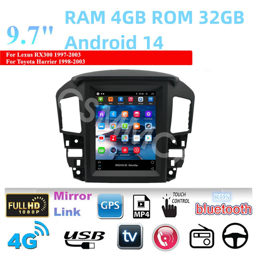Android 14 Car Stereo Radio GPS WiFi Bluetooth Fit For 1997-2003 for Lexus RX300