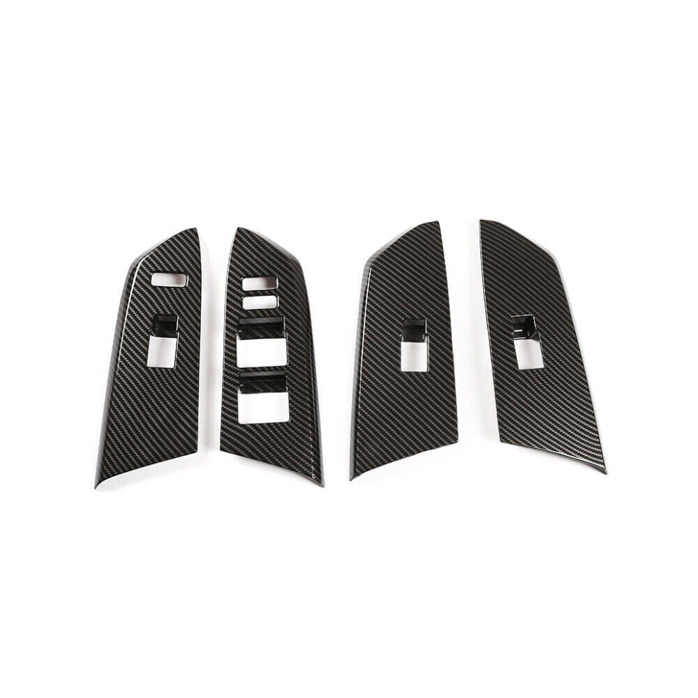 Carbon Fiber ABS Door Window Lift Switch Button Trim For T@yota Tundr@ 2014-2021