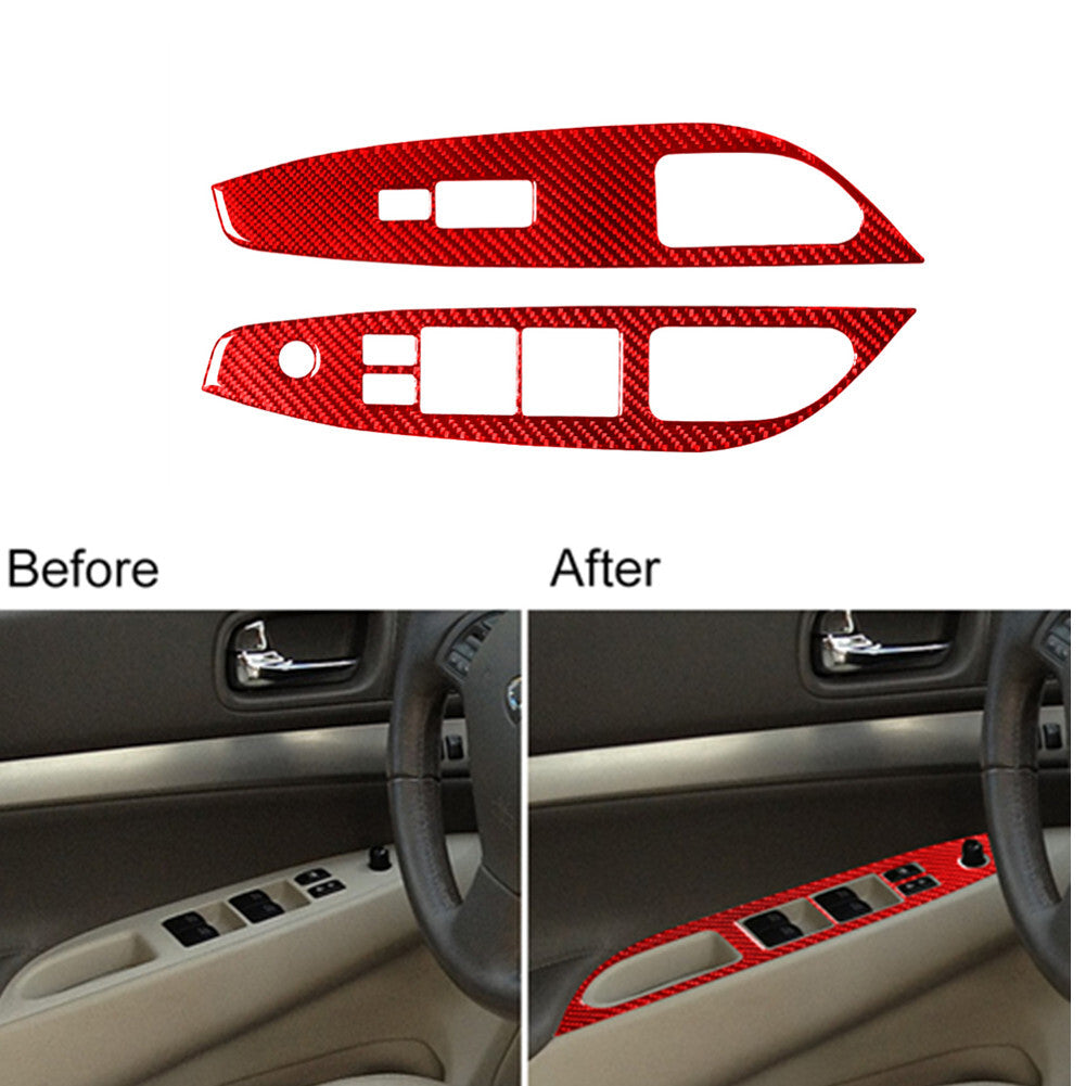 2Pcs Red Carbon Fiber Front Window Lift Switch Cover Deco for Infiniti G37