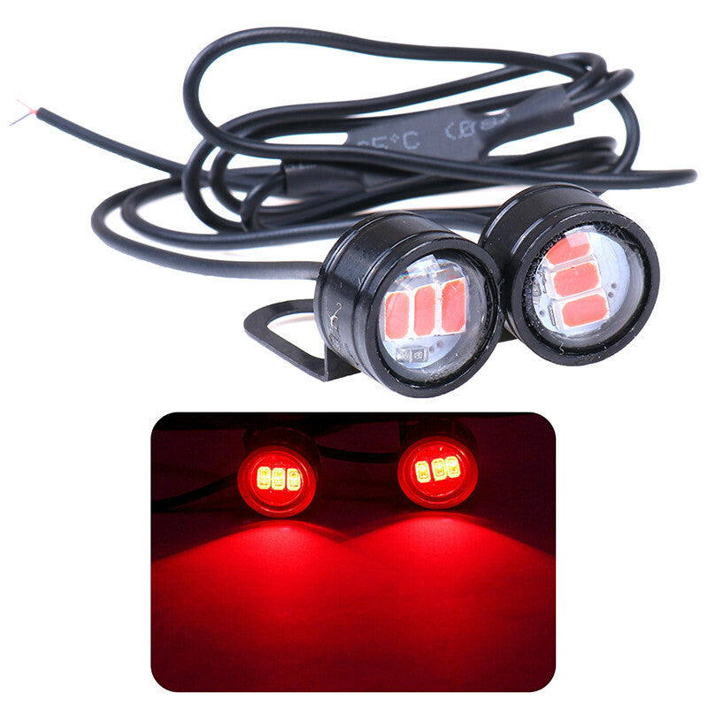 2Pcs Motorcycle Red Flash for Eagle Eye LED Lights Hawkeye Reverse Signal Fog Lamp