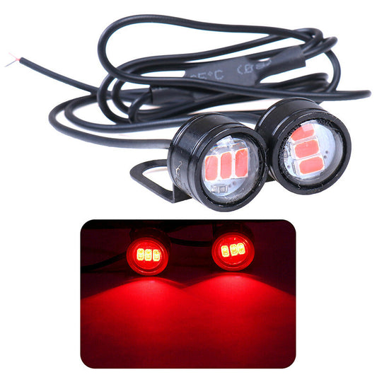 2Pcs Motorcycle Red Flash for Eagle Eye LED Lights Hawkeye Reverse Signal Fog Lamp
