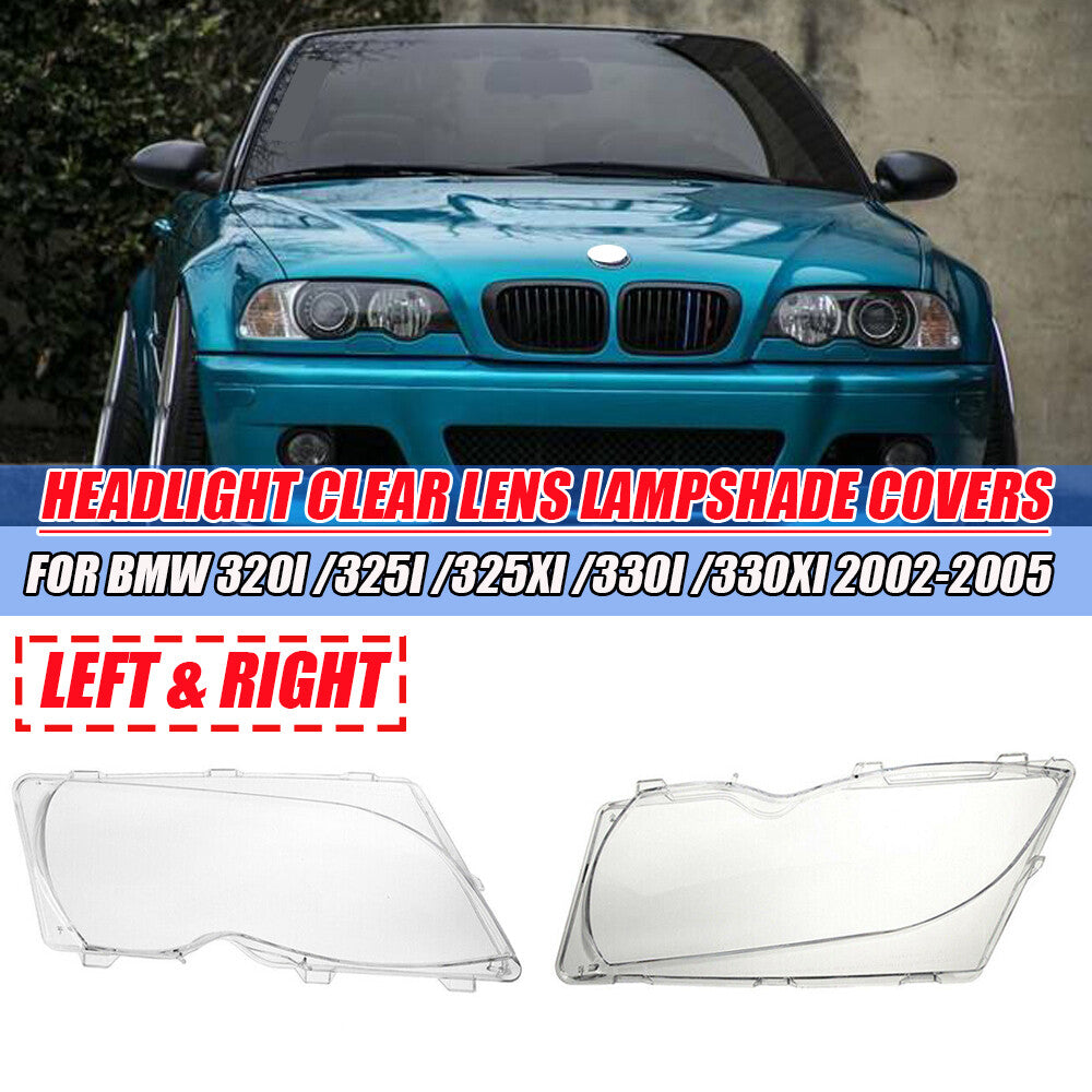 2x Headlight Lens Cover for BMW 3-Series E46 4 Door facelift 2001-2004 Lampshade