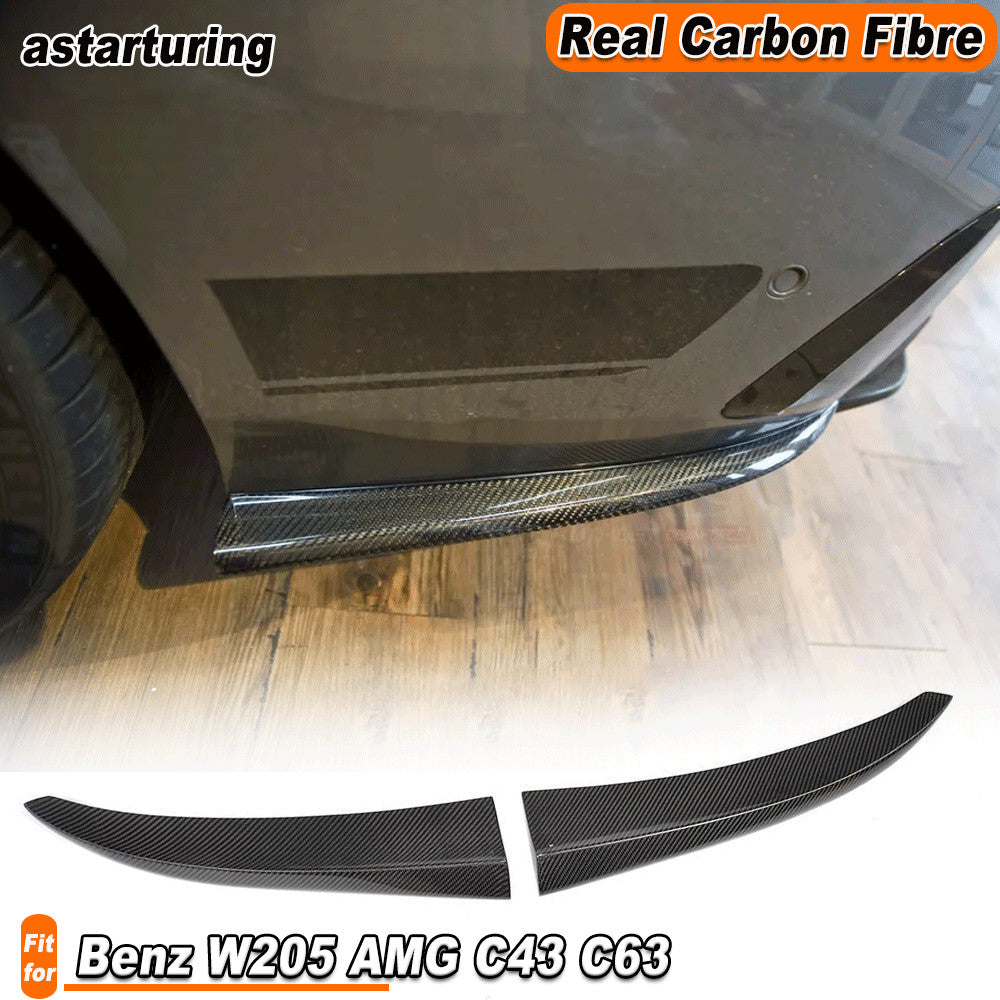 for Mercedes-Benz W205 C-Class C43 C63 REAL CARBON Rear Side Lip Splitter