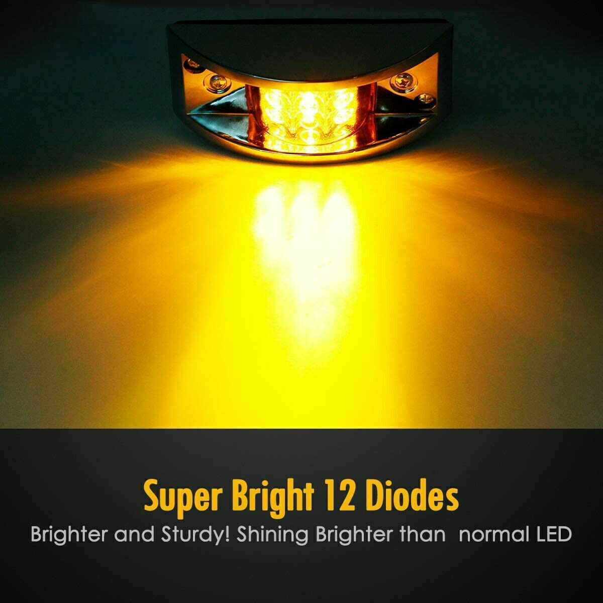 2-8x 12LED Side Marker Light Clearance Light Amber/Red Sealed Chrome Truck Lorry