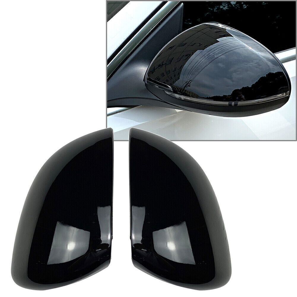 Pair Glossy Black Rear View Mirror Cover Trim for Mercedes-Benz C-Class W206