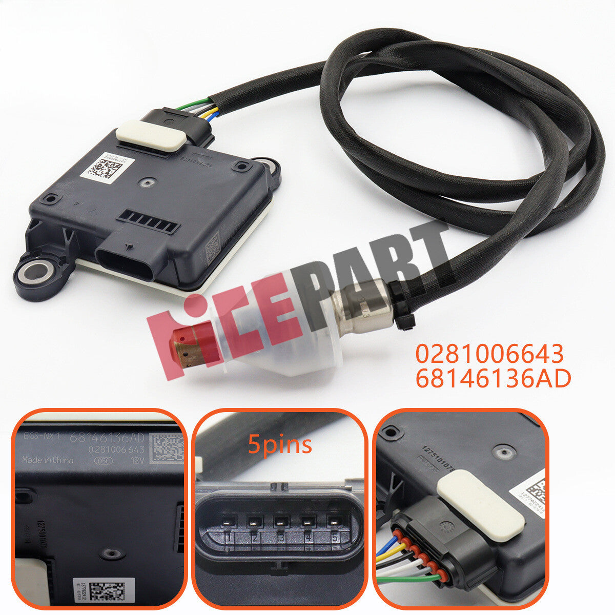 Nox sensor 68146136AD 0281006643 compatible with 2015-2020 for Jeep Grand Cherokee.