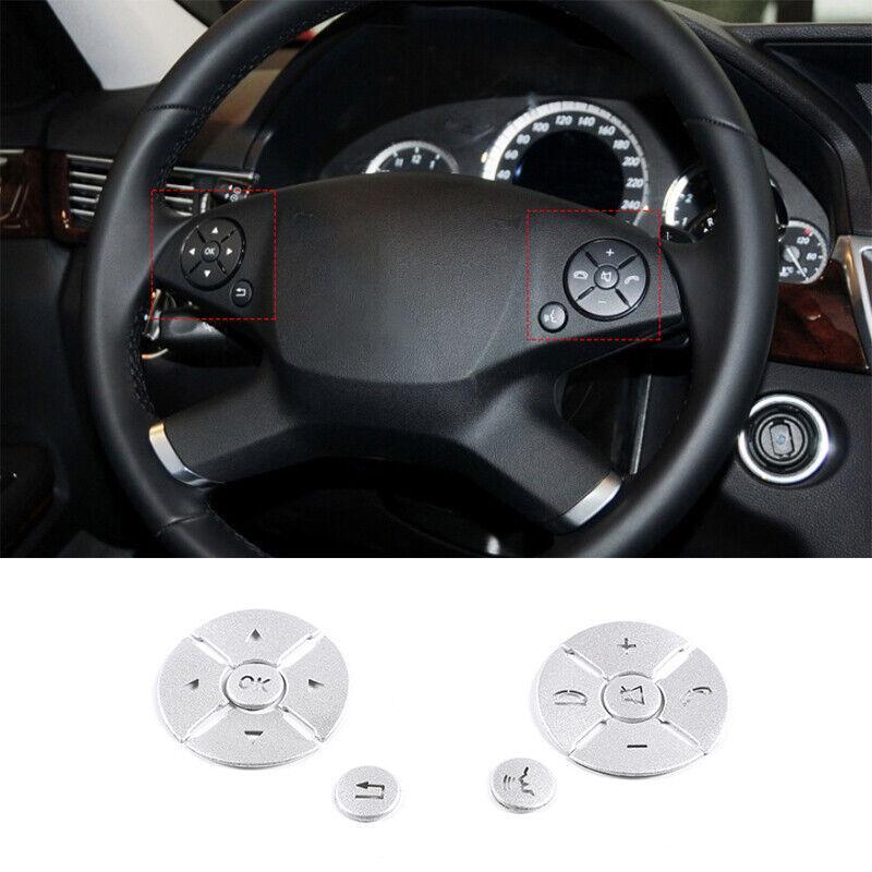 for Benz E-Class W212 2010-2013 Silver Aluminum Steering Wheel Switch Cover Trim