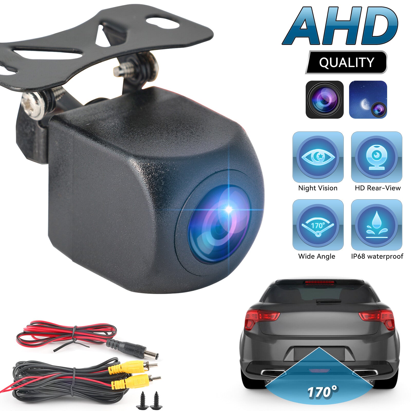 170¡ã HD 720P Car AHD Rear View Camera Fish Eye Night Vision Waterproof Metal
