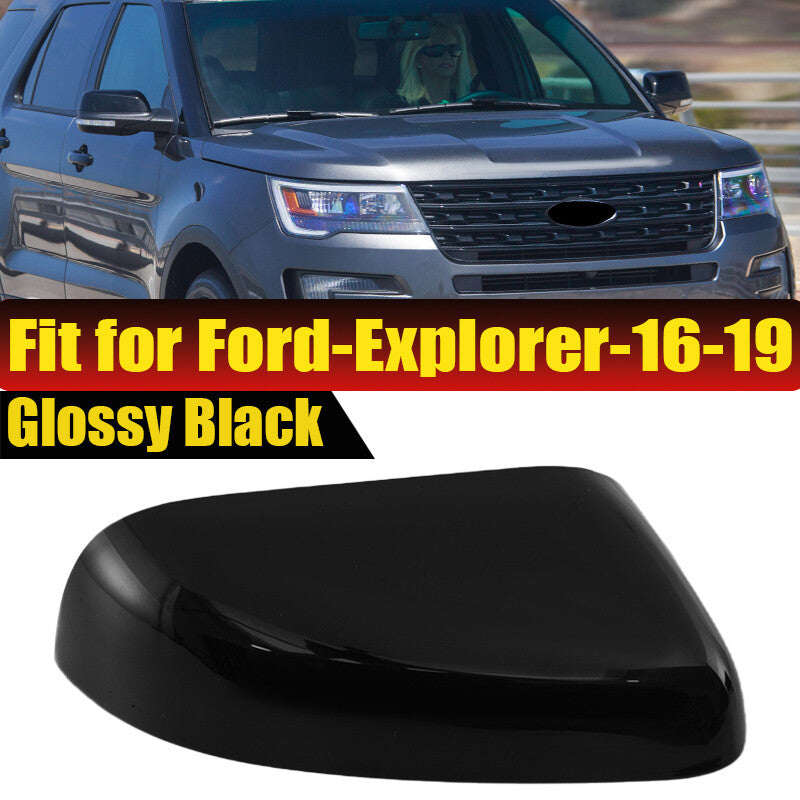 Right wing mirror cover, glossy black, suitable for Ford Explorer 2016-2019.