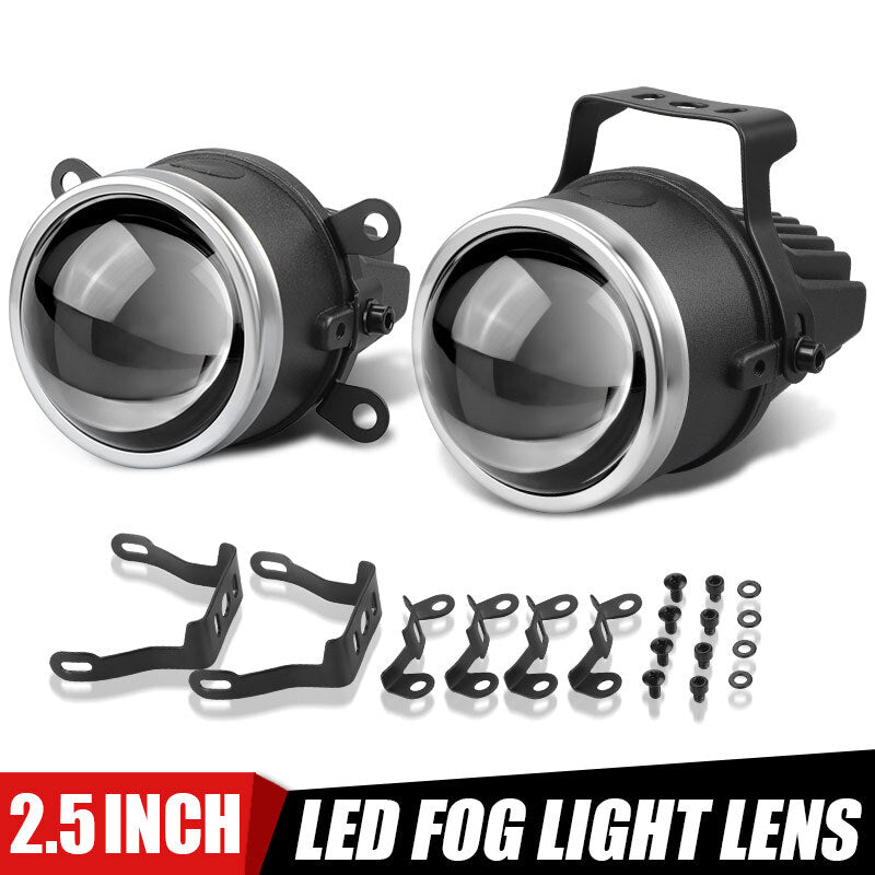 2x High Low Beam 6000K White 2.5 inch Bi LED Fog Light Lens Fog Lamp Universal