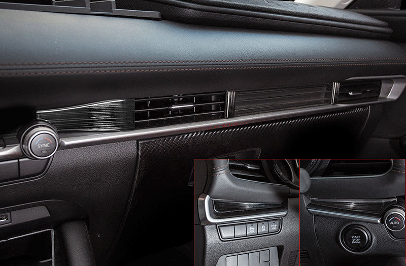 for Mazda 3 Axela 2019-22 Black Titanium Inner Console Dashboard Strip Trim Kit