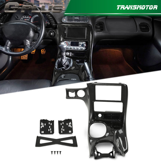 Fits 97-04 for Corvette C5 Dual Din Radio Center Dashboard Kit Carbon Exterior
