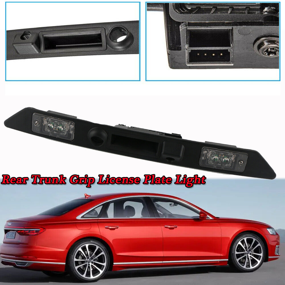 Rear trunk grip + license plate light trim package for Audi A3 A4 A6 Q7 RS3 RS4