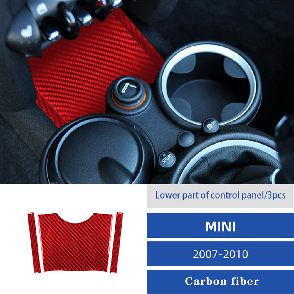 Red Carbon Fiber Center Console Panel Lower Trim for MINI Cooper 2007-11