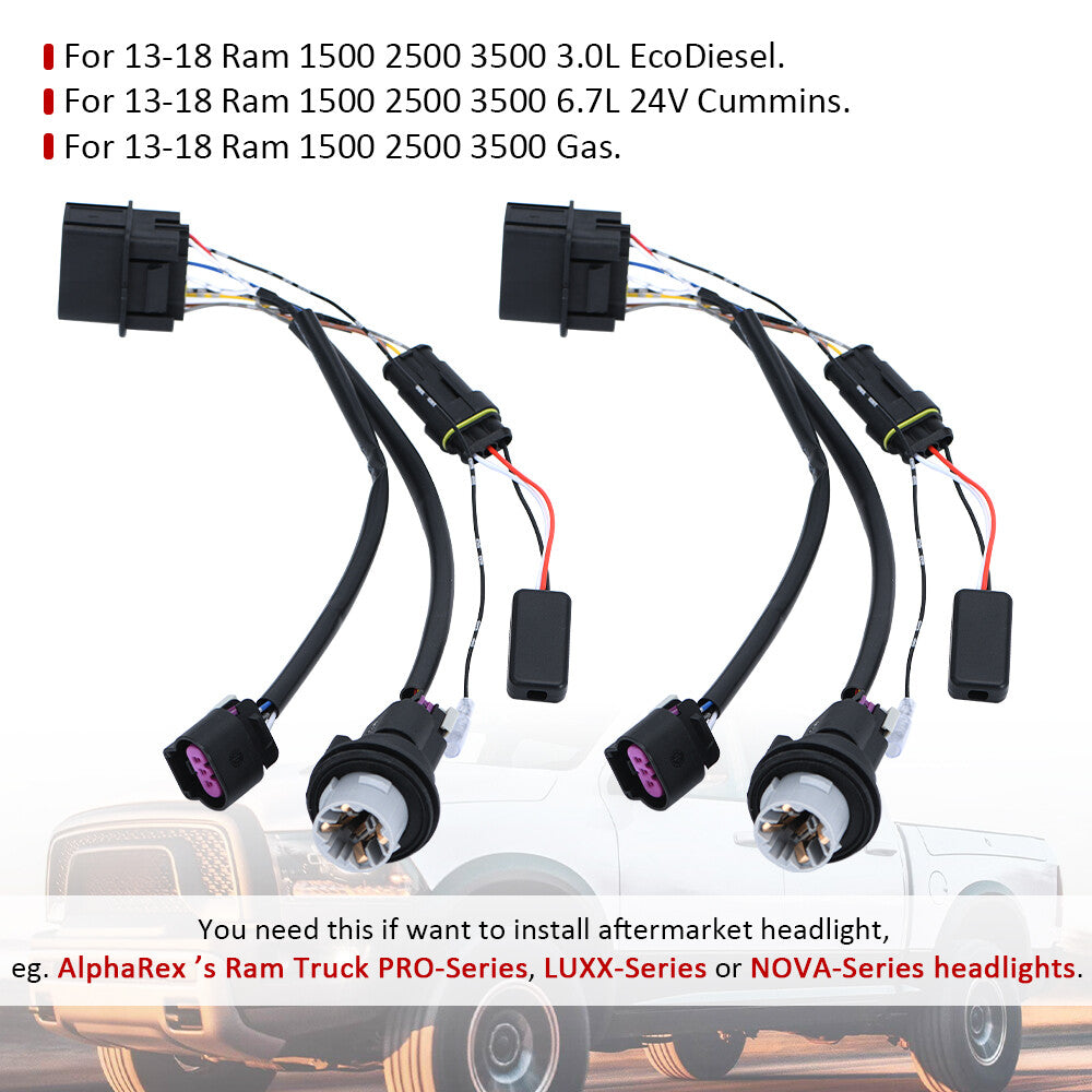 For 2013-2018 for Ram 1500 2500 3500 Wiring Adapter Project Headlight Converter Plug