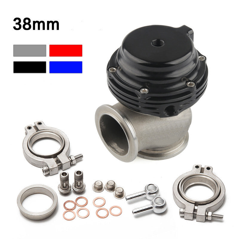 MVS 38mm Turbo Exhaust Manifold External V-Band Flanged Turbo Waste Gate Black