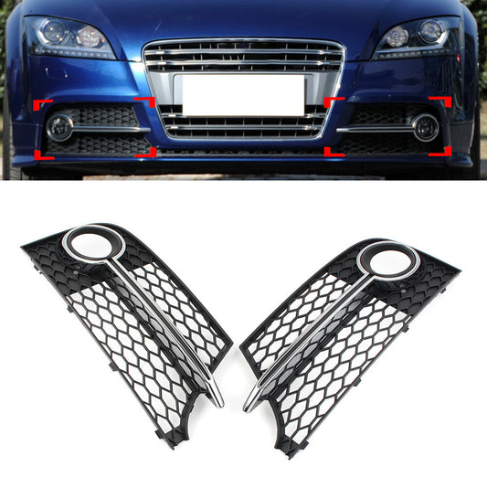 Front Bumper Honeycomb Fog Light Grille Cover for Audi TT MK2 TTS 2011-14