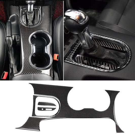 4PCS Carbon Fiber Gear Shift Box Panel Cup Holder Cover for Ford for Mustang 2015-22