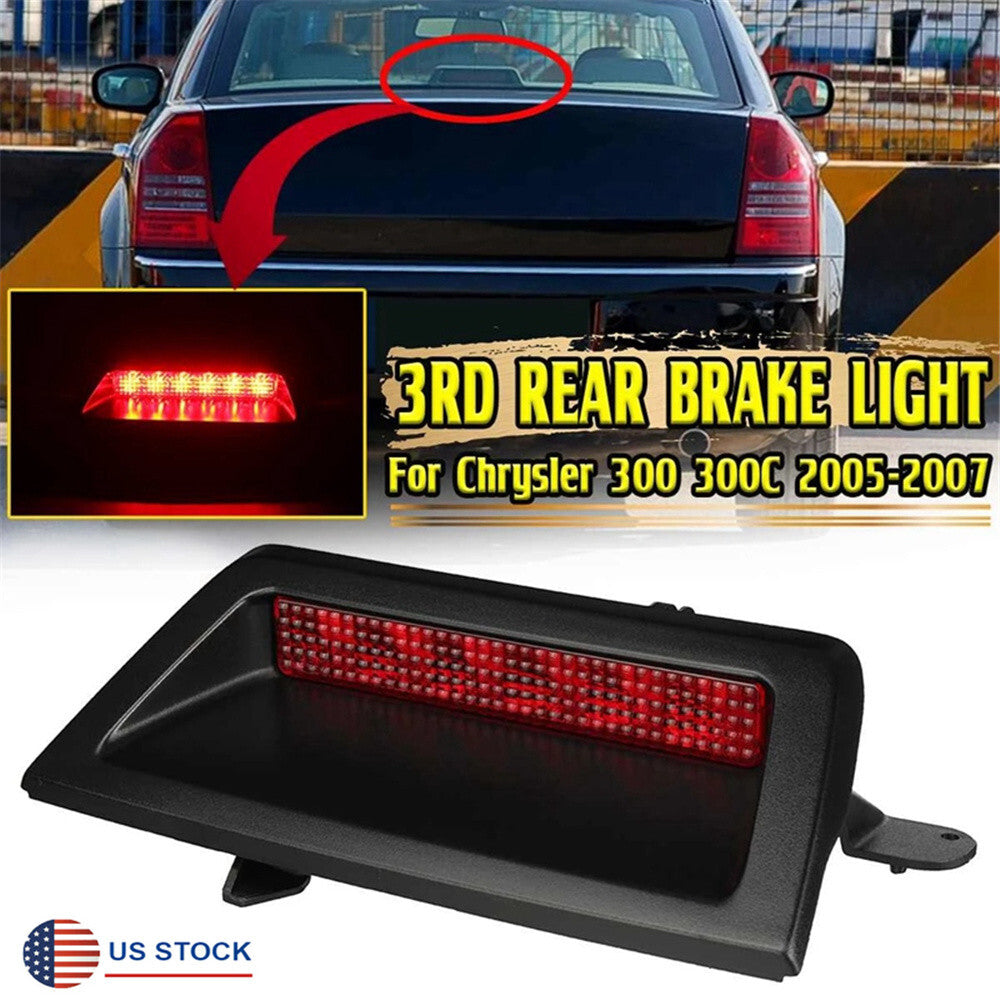 Black Rear Third Brake Light High 3rd Stop Tail for Chrysler 300 300C 2005- 2007