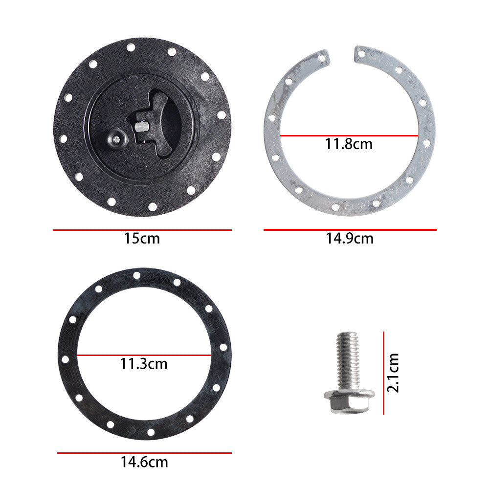 Steel billet aluminum easy-fill fuel cell gas cap with 12-hole battery waste pad